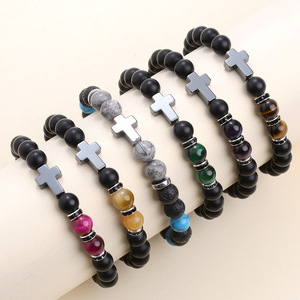7 Luân Xa Đá Quý Obsidian Đá Tự Nhiên Hamsa Tay Vòng Đeo Tay Màu Xanh Ác Bảo Vệ Mắt May Mắn Quyến Rũ Vòng Đeo Tay Handmade Đồ Trang Sức - Product Image 5