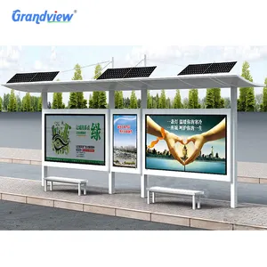 galvanized sheet bus shelter solar panel powered bus station billboard