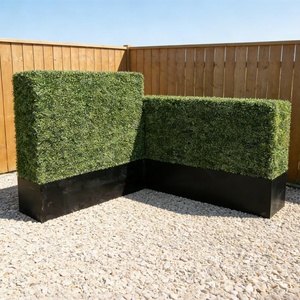 Panneau <span class=keywords><strong>de</strong></span> Feuillage Vert en Plastique Anti-UV Mur <span class=keywords><strong>de</strong></span> Gazon Clôture Artificielle d'Intimité <span class=keywords><strong>Haie</strong></span> <span class=keywords><strong>de</strong></span> Buis avec Jardinière Noire - Product Image 4