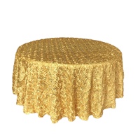 Nappe de table en satin avec rosettes dorées en relief 3D pour mariage