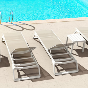 حمام سباحة بجانب الاستلقاء الأبيض تصميم بسيط حديث صالة شمس بإطار من الألومنيوم للشاطئ الفندق بجانب البحر - Product Image 2