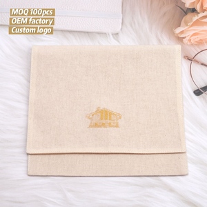 Eco-Friendly Natural Cotton Flap Dust Bag With Satin Lining Custom Logo Printed Shoe Dress Pillow Packing <b>Envelope</b> Muslin Pouch - Product Image 2