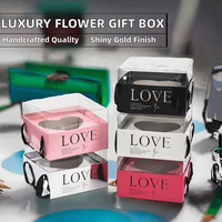 Boîtes pliantes en papier kraft, boîte cadeau à main, impression dorée, emballage, boîte à fleurs, cadeau de Noël