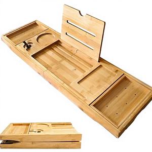 Customized Nautical Style Polished Pine Wooden Foldable Expandable <b>Bathtub</b> Tray for Luxury Bath - Product Image 4