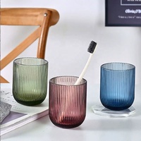 Verre à boire en verre côtelé coloré à rayures verticales, pour jus, eau de rinçage buccal, décoration de table pour la maison et l'hôtel