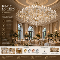 Lustre en verre de grande taille de style européen classique, luminaire suspendu multi-bougies pour hall d'hôtel, salle de mariage, projets d'ingénierie