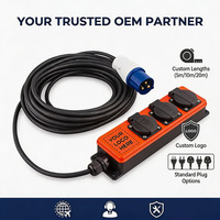 Multiprise extérieure professionnelle ZNPON 16A 250V IP44 avec 4 prises Schuko IP44, suspendue avec 2 crochets, câble en caoutchouc de 4 m