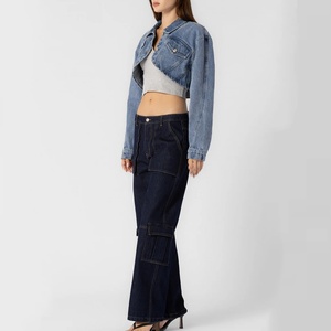 Veste en jean à col rabattu pour femme, nouvelle conception OEM, à manches longues, fermeture à boutons, coupe courte, très vendue - Product Image 5