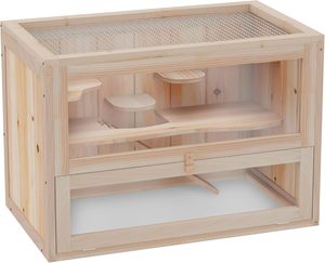 Chilochilo Luxury Outdoor Solid Wooden Hamster <strong>Cage</strong> Metal Small Animal Habitat Openable Top for <strong>Guinea</strong> <strong>Pigs</strong> Mice Rats - Product Image 1