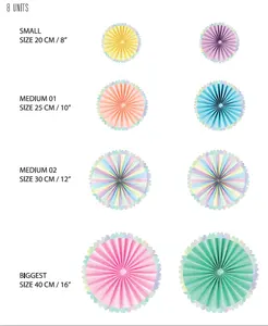 Multi Colors Mexican Fiesta Hanging Paper Fans Decoration Set for Birthday Party Bridal Showers Wedding Events