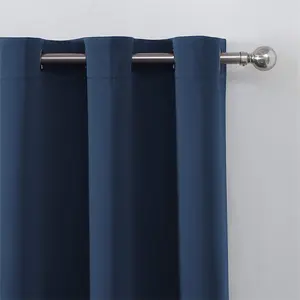 Navy Blue Panels Thermal Insulated Room Darkening Bedroom Blackout Curtains