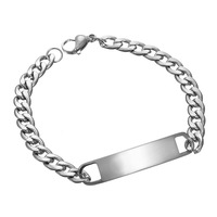 Bracelet d'identification personnalisé pour hommes et femmes, en titane et acier inoxydable, chaîne cubaine à maillons, gravure personnalisée, bracelet barre, jonc