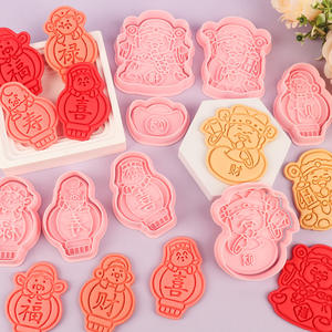 Moule à biscuits Nouvel An pour la prospérité, la longévité et le bonheur - Motif 3D dessin animé DIY pour biscuits imprimés en argile (Fu <span class=keywords><strong>Lu</strong></span> Shou Xi Fa) - Product Image 3