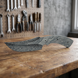 Couteau de chasse et de camping à lame fixe en acier Damas forgé à la main, personnalisable OEM, avec pointe tombante et bord droit - Product Image 2