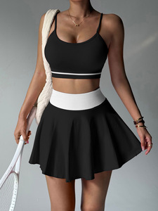 Conjunto Deportivo de Yoga con Sujetador Deportivo y Falda de Tenis de Cintura Alta, Ropa Deportiva para Correr, Vestido de Golf, Falda de Tenis Plisada - Product Image 4