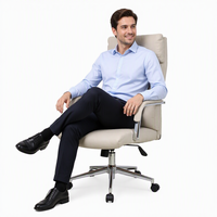 Chaise de bureau exécutive contemporaine en tissu, confortable, avec dossier inclinable, pliable, ergonomique, pour l'étude et l'ordinateur à domicile