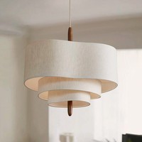 Nouveau lustre de style mi-siècle en fer, d'inspiration française, à hauteur réglable, avec abat-jour en tissu, design minimaliste, luminaire suspendu haut de gamme