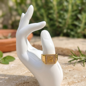 Elegant Gold Plated Copper Brass Men's Fashion <b>Finger</b> <b>Ring</b> with Classic Design for Festival Wedding Anniversary Daily Wear - Product Image 1