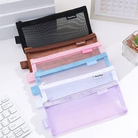 Trousse à crayons transparente en nylon pour étudiants, personnalisable, design unique, 20,5x9cm, pour rangement de fournitures scolaires