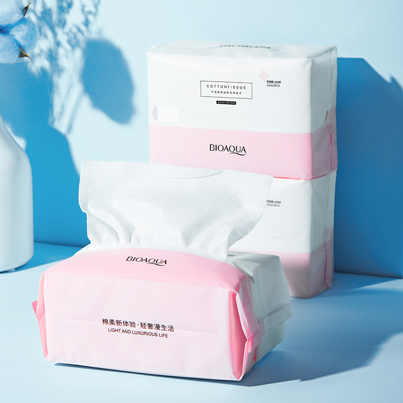 Одноразовые влажные салфетки для очистки лица BIOAQUA OEM, оптовая продажа, влажные антибактериальные салфетки, Хлопковое полотенце для очистки лица
