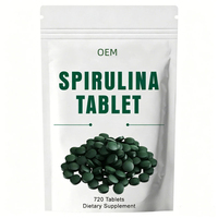 Comprimés de spiruline naturelle en gros, marque privée OEM, superaliment végétalien riche en protéines, fer et minéraux, complément bien-être quotidien