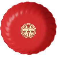 Bruiloft Chinese stijl plastic fruitbord Duurzaam rond bord voor thuisgebruik Gelukkig Chinees karaktersontwerp