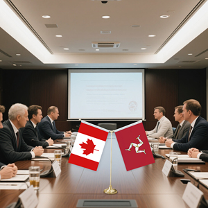 Drapeau de table en forme de Y avec base en métal pour décorations de mini-drapeaux personnalisables (drapeau du Canada et de l'île de Man) - Product Image 5