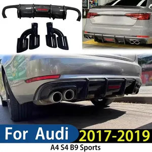 For B9 2017-2019 Cabral Style Sports Rear Bumper Lip Spoiler <b>Diffuser</b> with <b>LED</b>/Exhaust Tailpipe Body Kits Exterior - Product Image 1