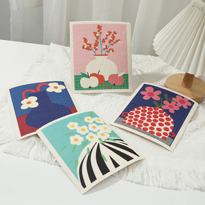 Paño de esponja de celulosa absorbente reutilizable de impresión personalizada paño de cocina sueco paños de limpieza - Product Image 4