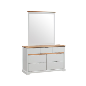 CAPRI Cadre Miroir et commode 7 tiroirs Ensemble Commode en bois Ensemble de chambre à coucher Mobilier de chambre à coucher - Product Image 1