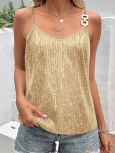 Chaleco con <span class=keywords><strong>tirantes</strong></span> de lentejuelas sexy para mujeres europeas y americanas <span class=keywords><strong>dentro</strong></span> del abrigo <span class=keywords><strong>camisa</strong></span> de fondo camisetas sin mangas - Product Image 2