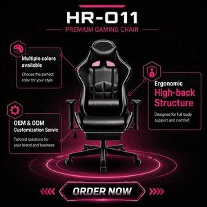Chaise de jeu robuste <span class=keywords><strong>à</strong></span> dossier haut en cuir PU, pivotante <span class=keywords><strong>à</strong></span> 360 degrés, avec base en métal et repose-pieds pour adultes corpulents - Product Image 4