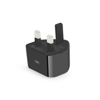 Cargador Rápido GaN de 20W con Enchufe de 3 Pines para Reino Unido, Mini Adaptador de Corriente USB-C PD, Protección de Seguridad OVP, Cargador de Pared con Certificación CE UKCA para iPhone 15/16 y iPad