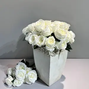 Amazon sıcak satış yapay Austin gül buket çiçekler 7 kafaları gerçek dokunmatik ipek gül düğün ev dekorasyon için