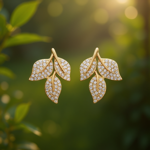 Boucles d'oreilles en forme de feuille dorée avec micro-pavé de strass en cristal pour femmes, bijoux romantiques pour soirée - Product Image 2