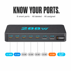 Charging Station GaN 288W 6C2A <strong>8</strong> Ports Desktop <strong>Charger</strong> PD 100W PPS Ultra-Thin <strong>Charger</strong> for Laptop <strong>iPhone</strong> Factory Direct - Product Image 2