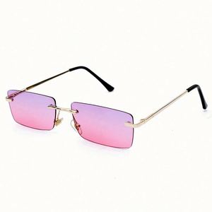 Gafas de Sol de Lujo para Hombre con Logotipo Personalizado, Gafas de Sol Metálicas sin Montura, Gafas de Sol Rectangulares Pequeñas para Mujer - Product Image 5