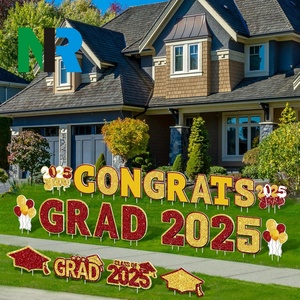 Letrero de jardín para exteriores con estacas, de PP, con mensaje 'Felicidades Graduado Clase 2025', decoraciones para graduados de universidad y escuela secundaria, con corte personalizado - Product Image 3
