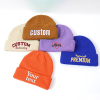 Bonnet en acrylique épais personnalisé pour hommes et femmes, bonnets d'hiver doux en tricot avec broderie de logo