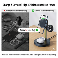 Station de charge sans fil magnétique 3 en 1 à charge rapide 25W avec ventilateur de refroidissement et lumière pour Apple Watch et Samsung Watch