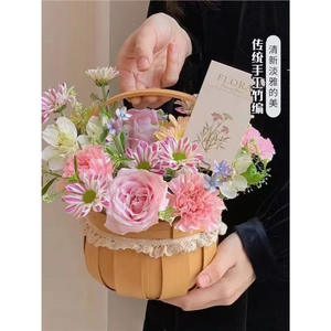 Cesta Tejida Akifuji Redonda de Tamaño Estándar con Ribete de Encaje para Maceta, Decoración de Sala de Estar - Product Image 2