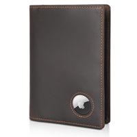 Dompet Perjalanan Kulit Asli Vintage untuk Pria, Penutup Paspor, Tempat Kartu Kredit, Anti RFID, Slot Pelacak AirTag