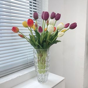 Tulipes artificielles 40 cm de haut, simulation PVC, plastique souple, pour décoration intérieure, arrangement pour la Saint-Valentin - Product Image 2