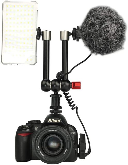 3 Arms Articulating Magic Arm for DSLR Camera, LED Video Light, Field Monitor and Flash Light, Microphones, LED & LCD Monitor