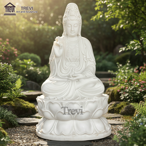Sculpture de <span class=keywords><strong>Bouddha</strong></span> en marbre sculpté à la main TREVI, statue de Kwan Yin en pierre blanche <span class=keywords><strong>pour</strong></span> la décoration extérieure/de temple - Product Image 5