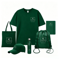 Ensembles promotionnels Hong-Fu : Sacs fourre-tout en coton, T-shirts, gobelets et casquettes personnalisés avec logo pour salons professionnels et cadeaux d'accueil