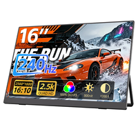 Moniteur portable Eimio 240Hz 16 pouces 2.5K, compatible VESA, moniteur externe pour ordinateur portable, PC, téléphone, Mac, extension d'écran pour ordinateur portable, OEM
