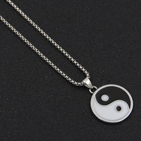 Collier pendentif en acier inoxydable Tai Chi Bagua de style chinois - Accessoires tendance unisexes pour hommes