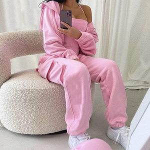 Felpa con Zip <span class=keywords><strong>Oversize</strong></span> in Spugna Francese OEM, 100% Cotone, Tinta Unita, <span class=keywords><strong>Abbigliamento</strong></span> Sportivo e Femminile - Product Image 3