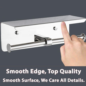 Distributeur de papier toilette Double, porte-rouleau de papier toilette en Chrome poli, avec étagère pour téléphone - Product Image 2